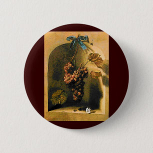 SEASON'S FRUITS -PROSPERITY HANGED GRAPES Rustic Pinback Button