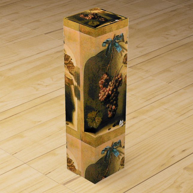 SEASON'S FRUITS -PROSPERITY HANGED GRAPES Rustic Wine Box (Front)