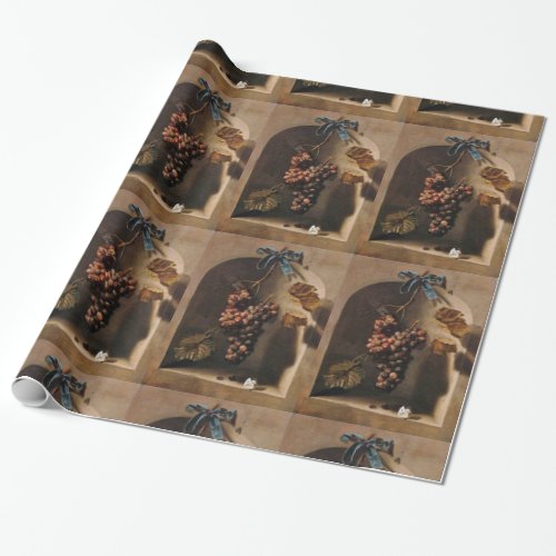 SEASONS FRUITS _PROSPERITY HANGED GRAPES Rustic Wrapping Paper