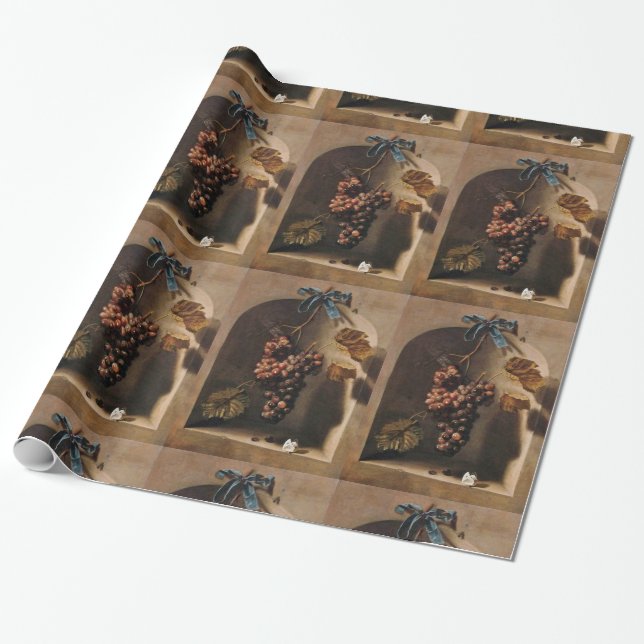 SEASON'S FRUITS -PROSPERITY HANGED GRAPES Rustic Wrapping Paper (Unrolled)