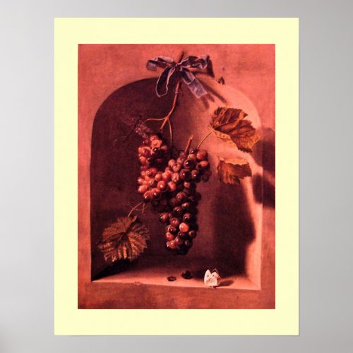 SEASONS FRUITS _PROSPERITY pink antique red cream Poster