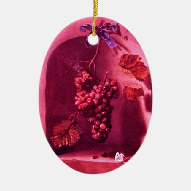 SEASON'S FRUITS -PROSPERITY Pink Purple Amethyst Ceramic Ornament (Front)