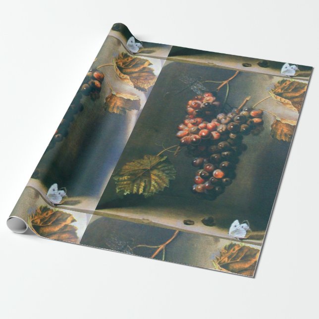 SEASON'S FRUITS,PROSPERITY Red Grapes ,Butterfly Wrapping Paper (Unrolled)