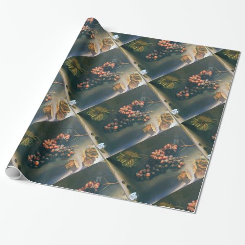 SEASONS FRUITSPROSPERITY Red Grapes Butterfly Wrapping Paper