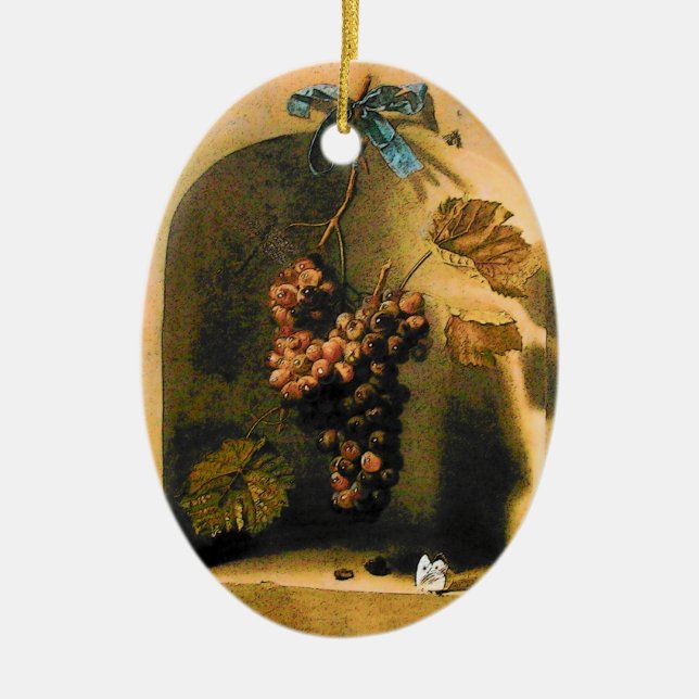 SEASON'S FRUITS -PROSPERITY yellow brown Ceramic Ornament (Front)