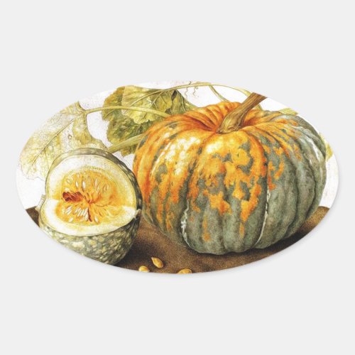 SEASONS FRUITS   PUMPKINS OVAL STICKER