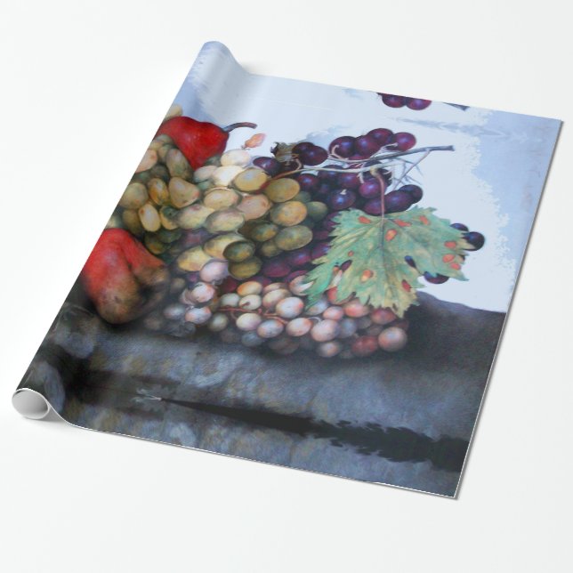 SEASON'S FRUITS / RED WHITE GRAPES AND PEARS WRAPPING PAPER (Unrolled)