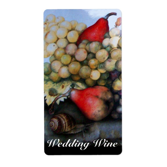 SEASON'S FRUITS / RED WHITE GRAPES WEDDING WINE LABEL (Front)
