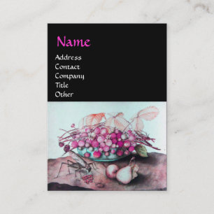 SEASON'S FRUITS /STRAWBERRIES ,PEARS Pink Black Business Card