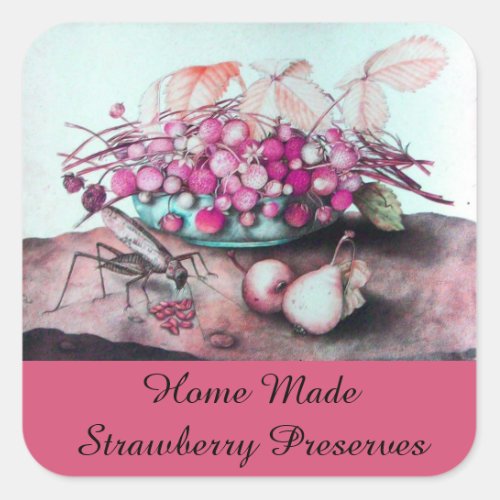 SEASONS FRUITS STRAWBERRY PreserveJam Canning Square Sticker