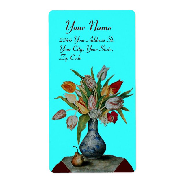 SEASON'S FRUITS -TULIPS blue turquase Label (Front)