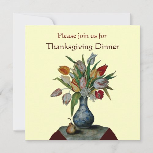 SEASONS FRUITS TULIPS Thanksgiving Dinner Ivory Invitation