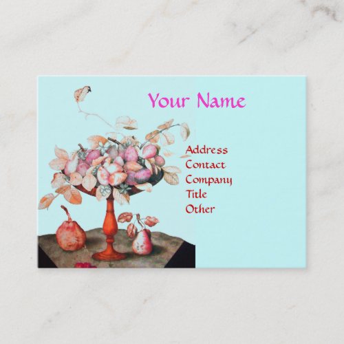 SEASONS FRUITS VASEFLOWERSLEAVES MONOGRAM Blue Business Card