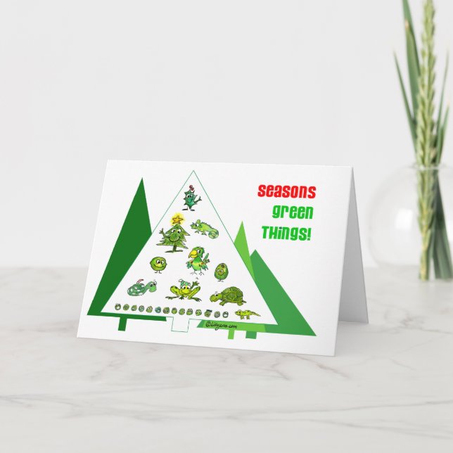 Seasons Green Things Creatures Holiday Card (Front)
