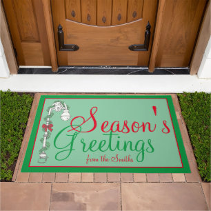 Season's Greeting Bishop's Crook Lamp Lamppost NYC Doormat