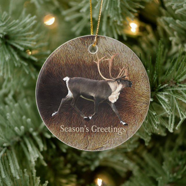 Season's Greeting - Bull Caribou (Reindeer) Ceramic Ornament (Tree)