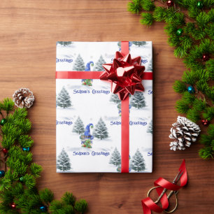 Season's Greeting Christmas Gnome Wrapping Paper