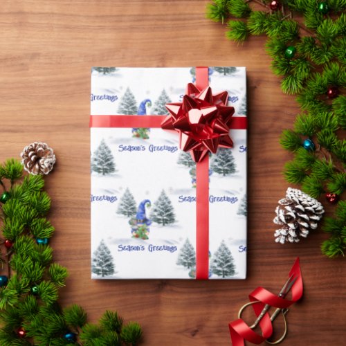 Seasons Greeting Christmas Gnome  Wrapping Paper