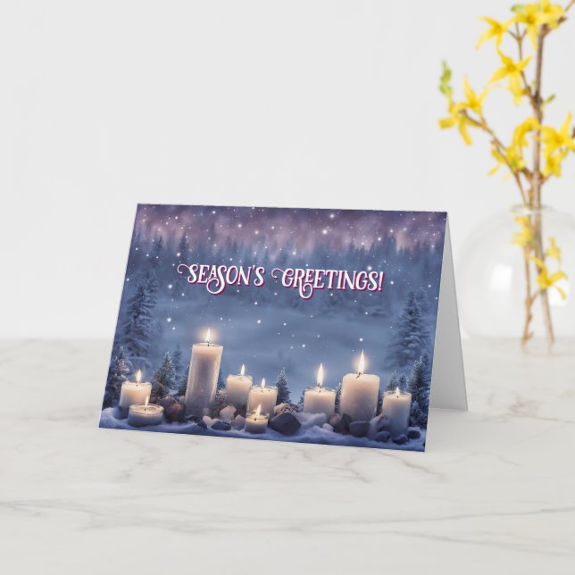 Seasons Greeting Christmas with Candles  Card (Yellow Flower)