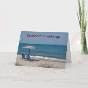 SEASONS GREETING "DAY AT THE BEACH" WISHES HOLIDAY CARD