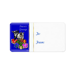 Season's Greeting Goat Christmas Gift Tag Sticker