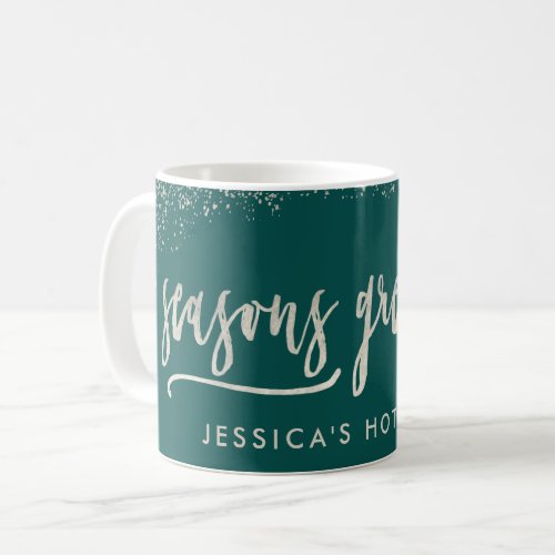 SEASONS GREETING SILVER SNOW COFFEE MUG