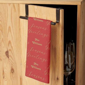 Seasons Greeting Teacher Red Name Christmas