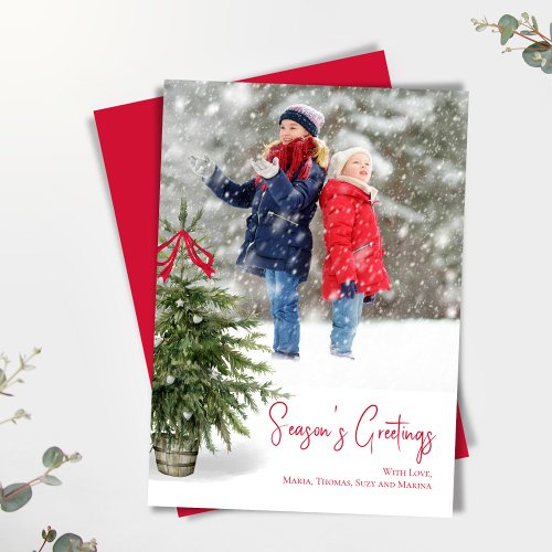 Seasons Greeting Watercolor Christmas Tree Holiday Card