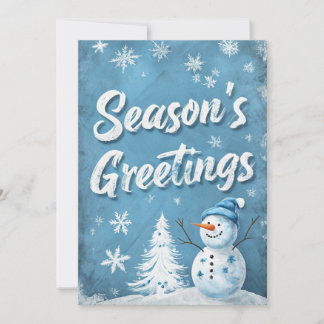 Season's Greeting With Snowman Holiday Card
