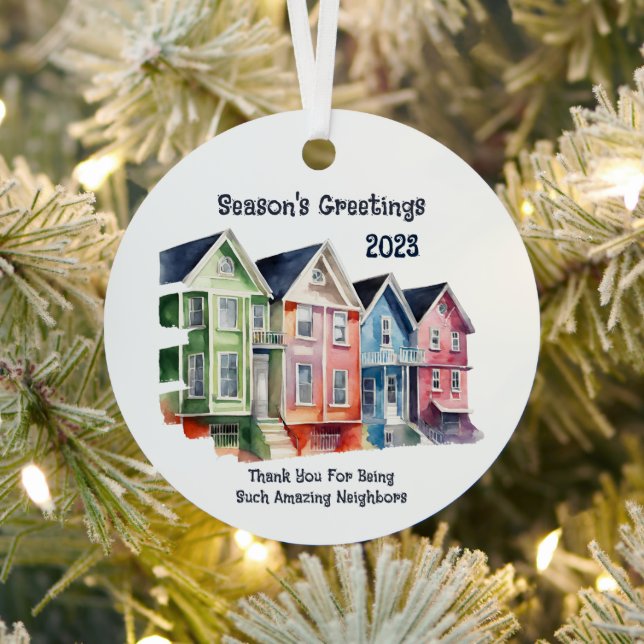 Season's Greetings 2023 Neighbor Metal Ornament (Insitu)