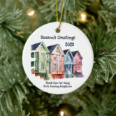 BEST NEIGHBORS Christmas gift Ceramic Ornament, Zazzle