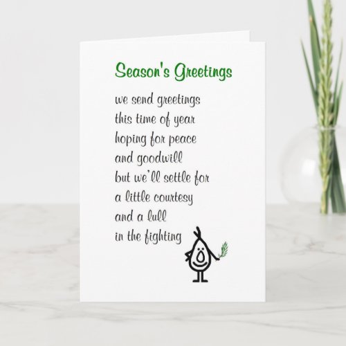 Seasons Greetings _ a funny Christmas poem Holiday Card