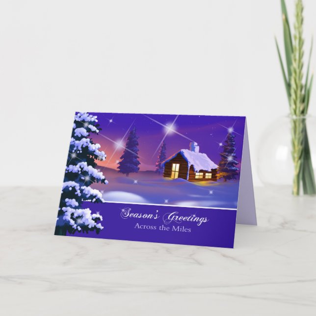 Season's Greetings Across the Miles. Christmas Holiday Card (Front)