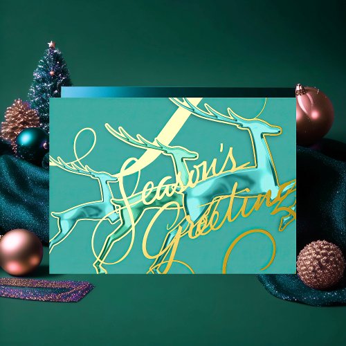 Seasons Greetings All Blue Holiday Card