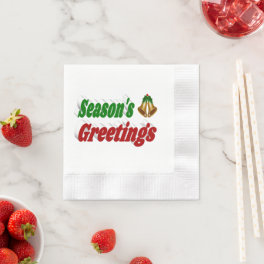 Seasons Greetings Bells Christmas typography Napkins
