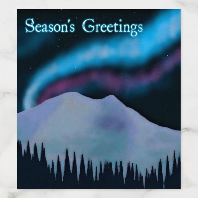 Season's Greetings - Blue Aurora Envelope Liner (Design)