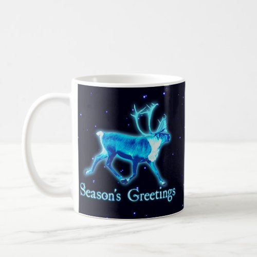 Seasons Greetings _ Blue Caribou Reindeer Coffee Mug