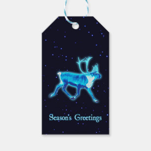 Season's Greetings - Blue Caribou (Reindeer) Gift Tags