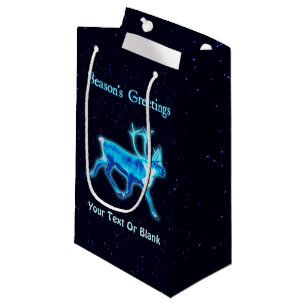 Season's Greetings - Blue Caribou (Reindeer) Small Gift Bag