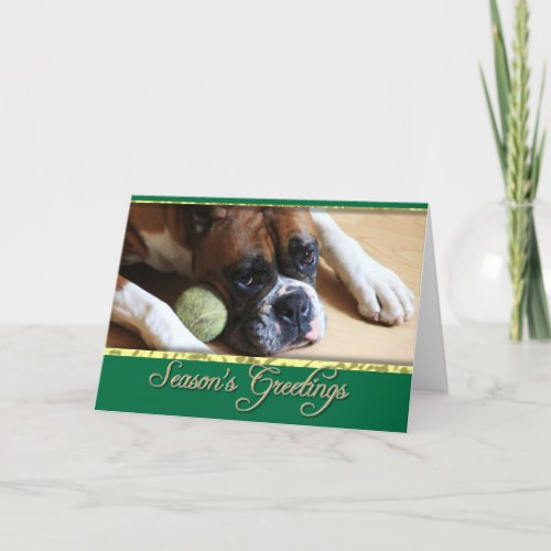 Seasons greetings Boxer dog card