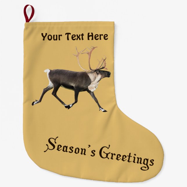 Season's Greetings - Bull Caribou Large Christmas Stocking (Front)