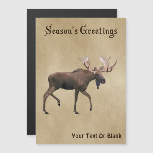 Season's Greetings - Bull Moose On Old Paper