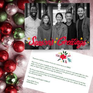 SEASONS GREETINGS Business CUSTOM PHOTO Holiday Card
