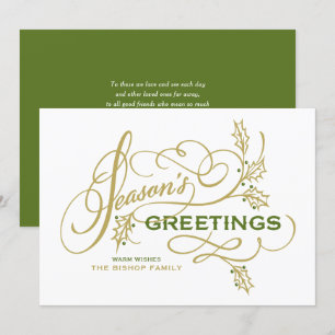Season's Greetings Calligraphy Flourish Holiday Card