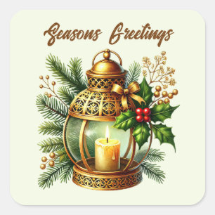 Seasons Greetings candle add text Square Sticker