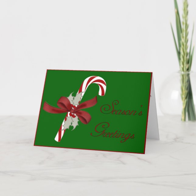 Season's Greetings Candy Cane Card (Front)