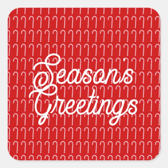 Season's Greetings Candy Canes Envelope Seals (Front)
