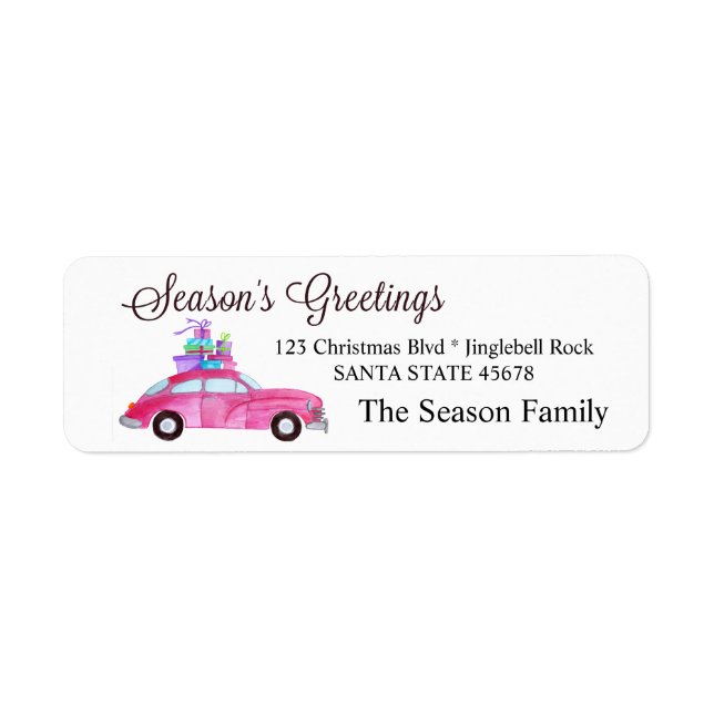 Season's Greetings Car and Christmas gifts Label (Front)