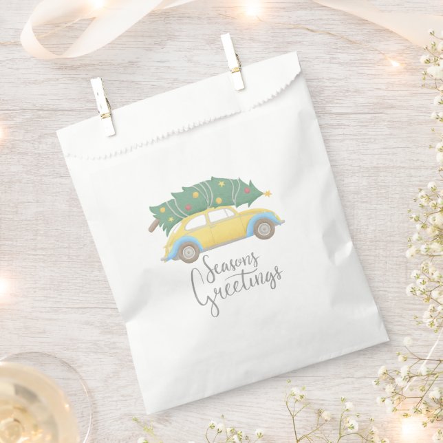 Seasons Greetings Car & Tree Favor Bag (Clipped)