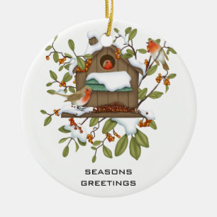 Seasons Greetings Ceramic Ornament